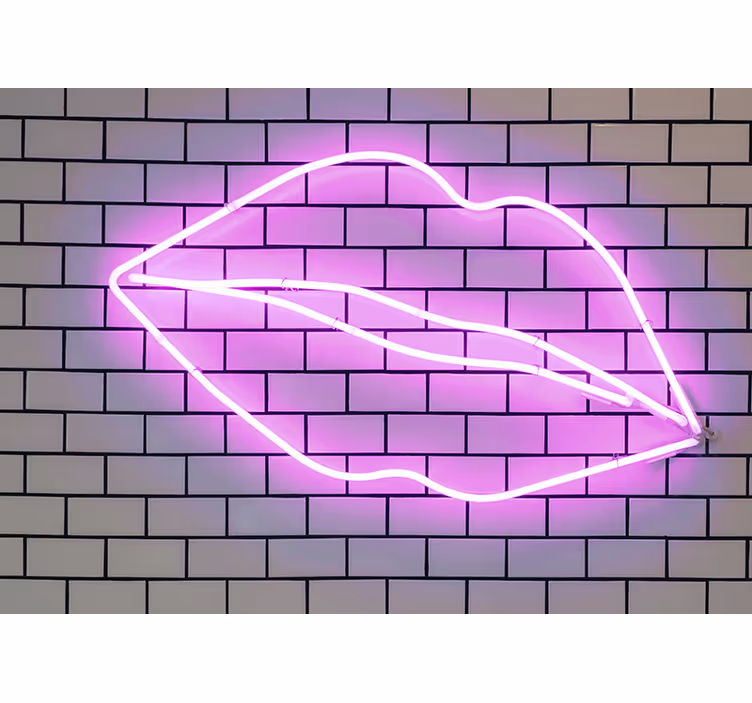 Fototapeta w serca neonowy kształt ust - TenStickers