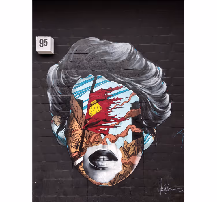 Fototapeta street art rozdrobniony profil człowieka - TenStickers