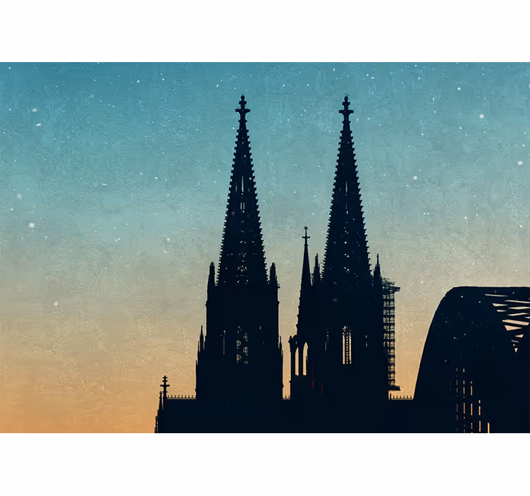 Fototapeta miasto sylwetki wież katedry - TenStickers