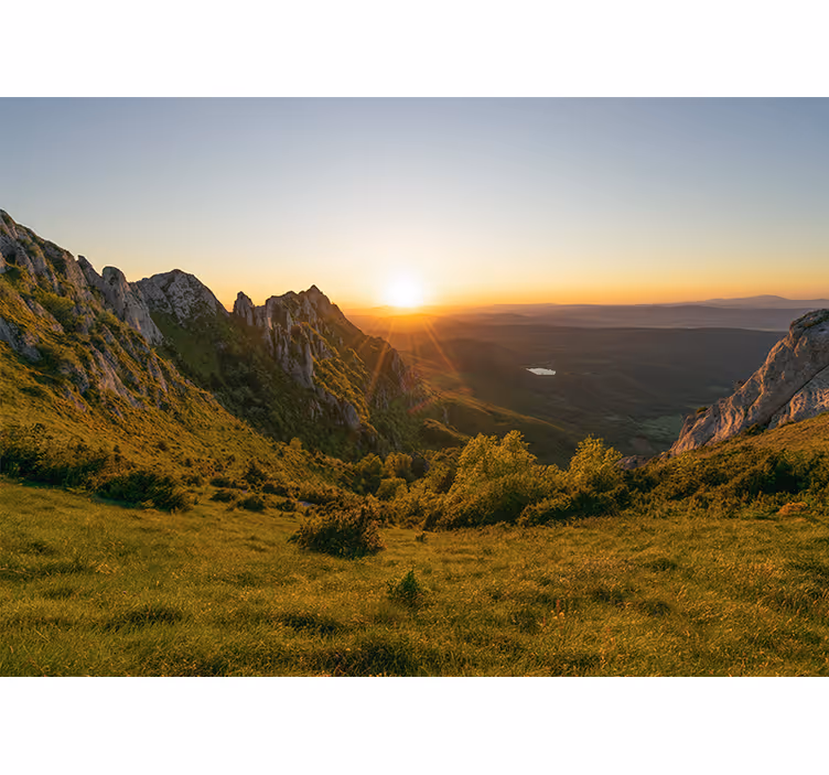Fototapeta krajobraz zachód słońca nad górami - TenStickers