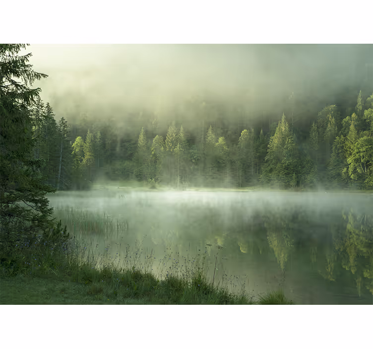 Fototapeta natura odbicie mglistych jezior - TenStickers