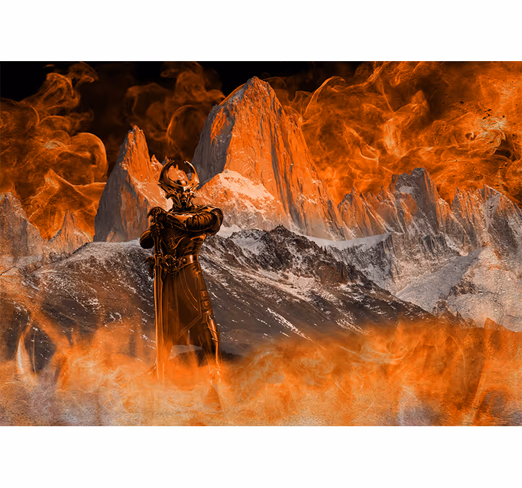 Fototapeta fantasy dramatyczny płonący krajobraz - TenStickers