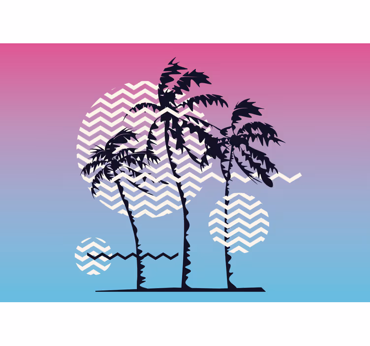 Fototapeta natura palmy i fale - TenStickers