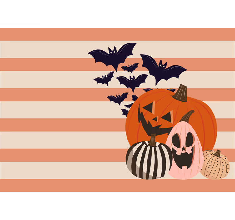Fototapeta halloween dynie i nietoperze - TenStickers