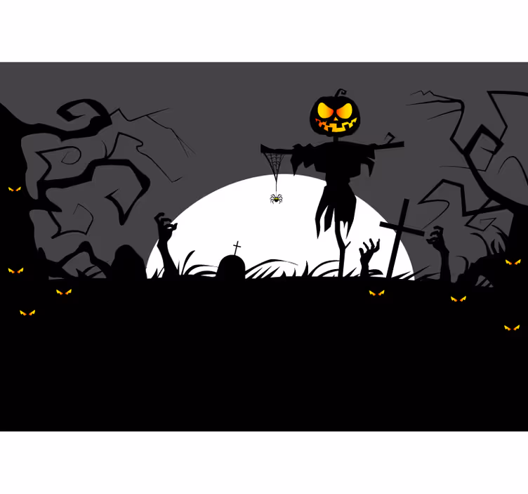 Fototapeta halloween straszny scarecrow z dyni - TenStickers