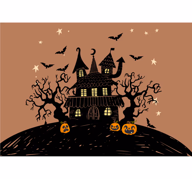 Fototapeta halloween złowieszcza dyniowa zamek - TenStickers