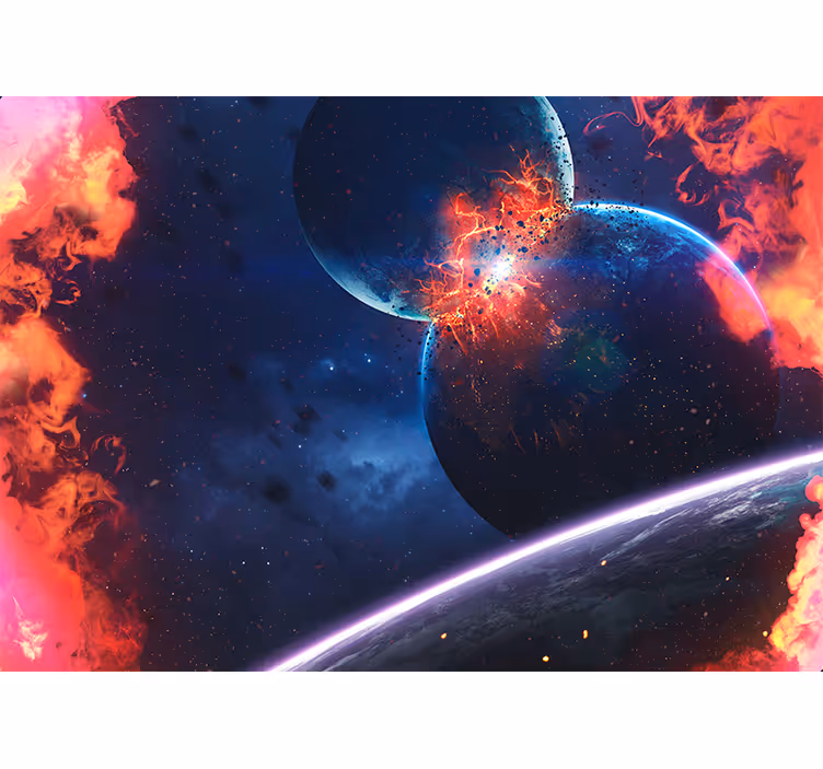 Fototapeta kosmos eksplozja kosmicznej kolizji - TenStickers