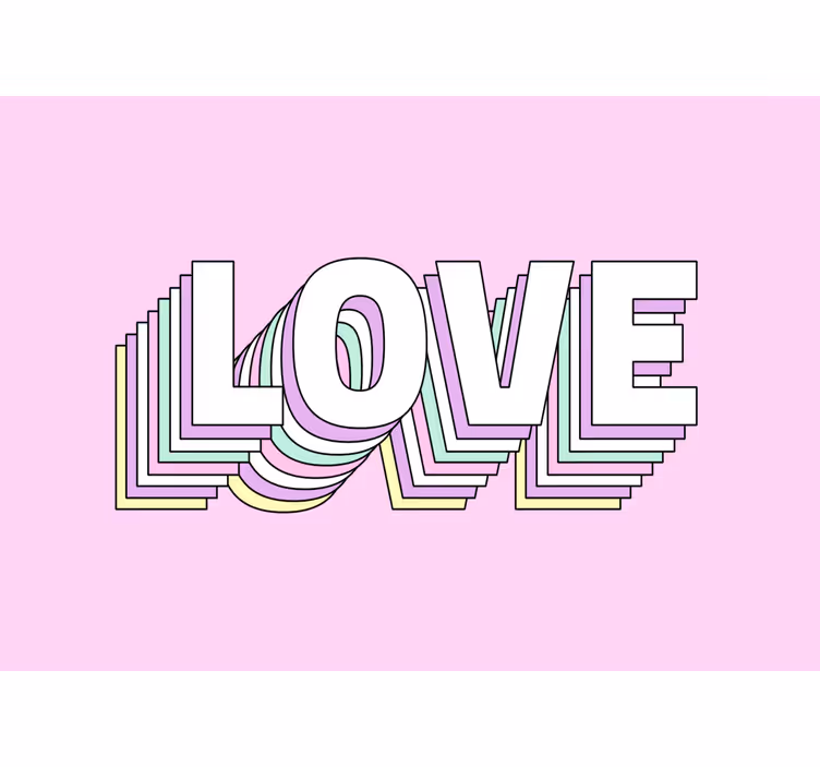 Fototapeta w serca w stylizowanej typografii miłości - TenStickers