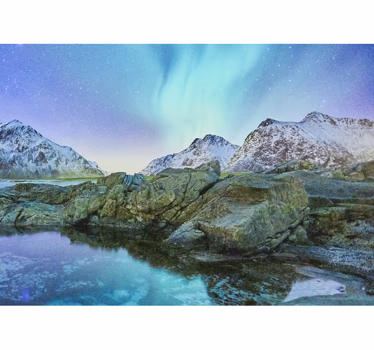 Fototapeta krajobraz odbicie zorzy polarnej - TenStickers