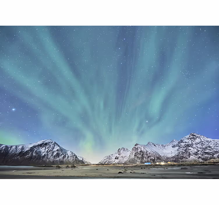 Fototapeta góry z doświadczeniem zorzy polarnej - TenStickers