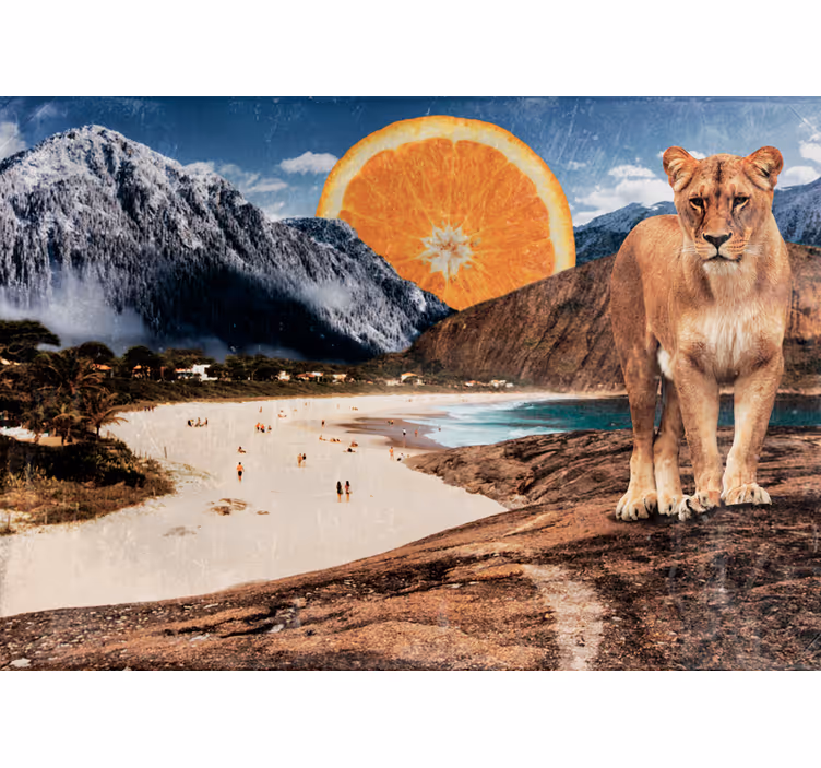 Fototapeta zwierzęta scena lwa na plaży - TenStickers