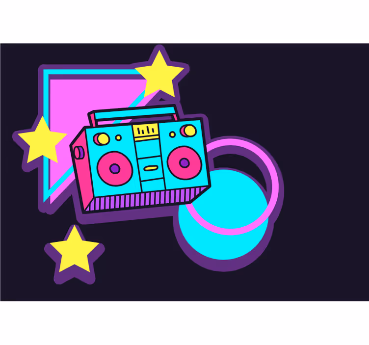 Fototapeta muzyka elementy retro boomboxa - TenStickers