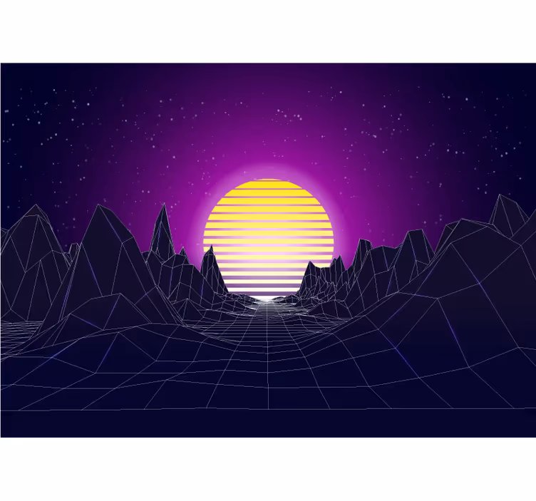 Fotoapeta abstrakcyjna zachód słońca w górach geometrycznych - TenStickers