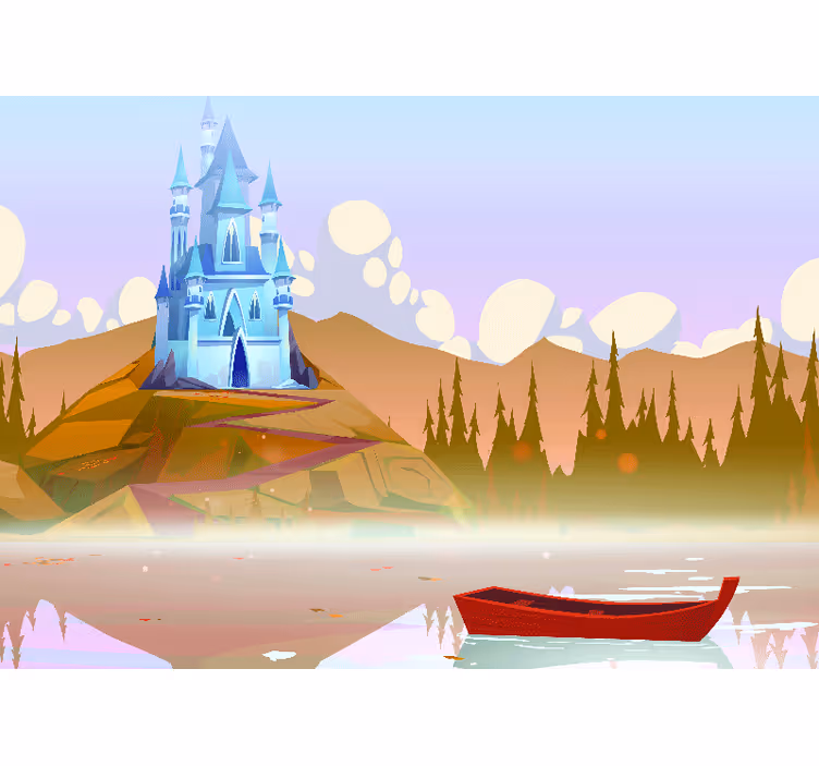 Fototapeta fantasy scena odbicia zamku - TenStickers