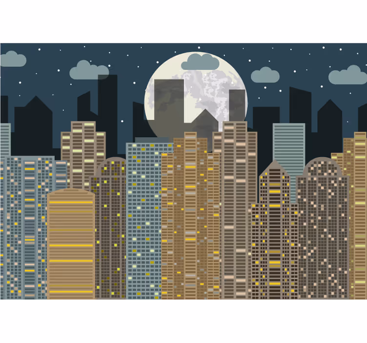 Fototapeta miasto nocna panorama urbanistyczna - TenStickers