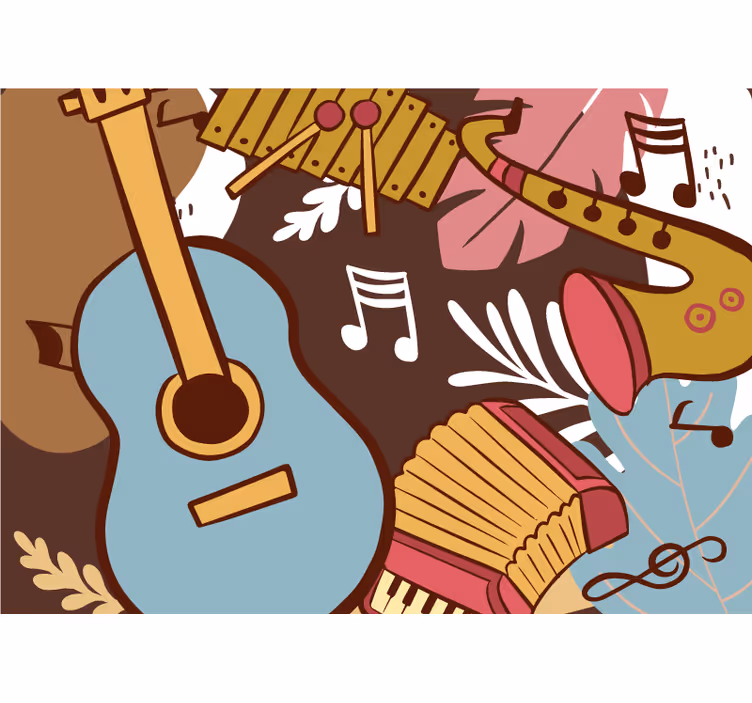 Fototapeta muzyka – układ instrumentów muzycznych - TenStickers
