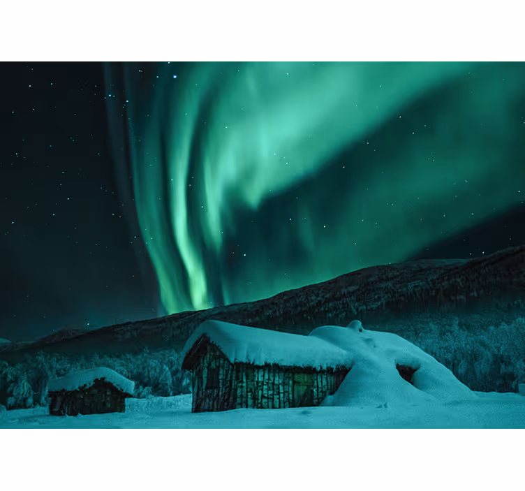 Fototapeta góry zimowy krajobraz z aurorą - TenStickers