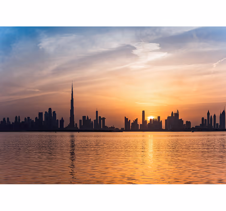 Fototapeta miasto zachód słońca nad dubajem - TenStickers