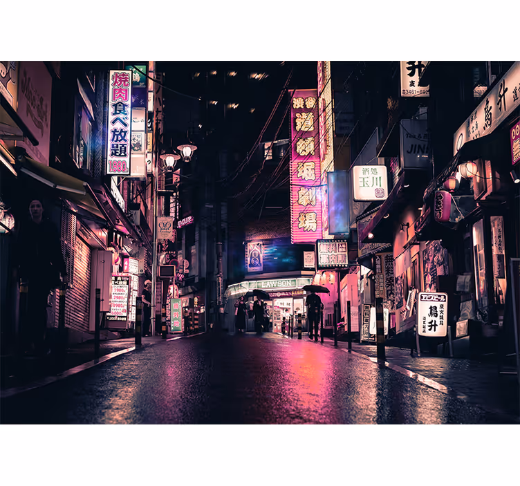 Fototapeta miasto neonowa scena uliczna - TenStickers