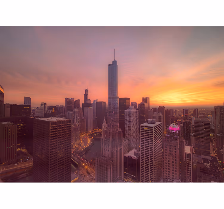 Fototapeta miasto zachód słońca nad chicago - TenStickers