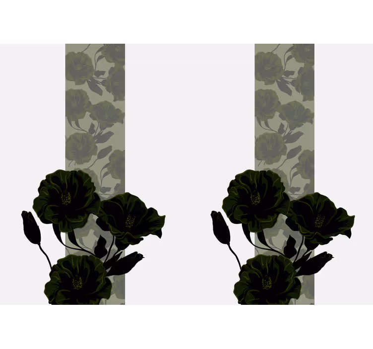 Fototapeta w kwiaty eleganckie czarne kwiaty - TenStickers