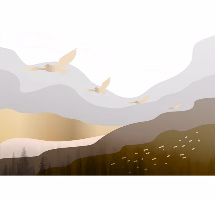 Tapetya natura sylwetki latających ptaków - TenStickers