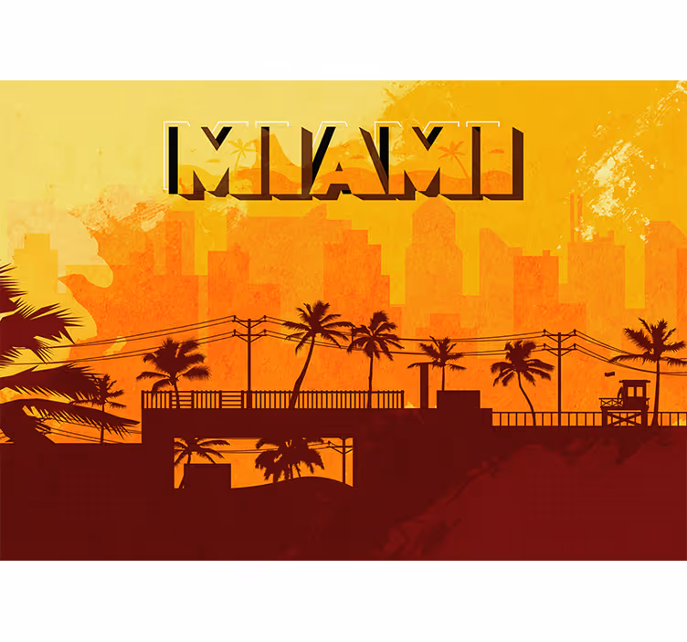 Fototapeta miasto zachód słońca w miami - TenStickers