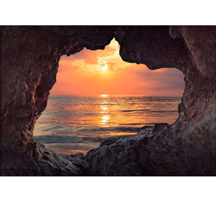 Fototapeta 3D Efekt wizualny jaskini i oceanu - TenStickers
