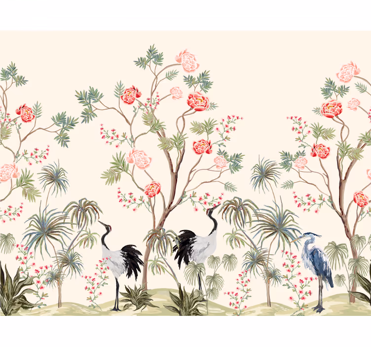 Fototapeta panoramiczna oiseaux et arbres exotiques - TenStickers