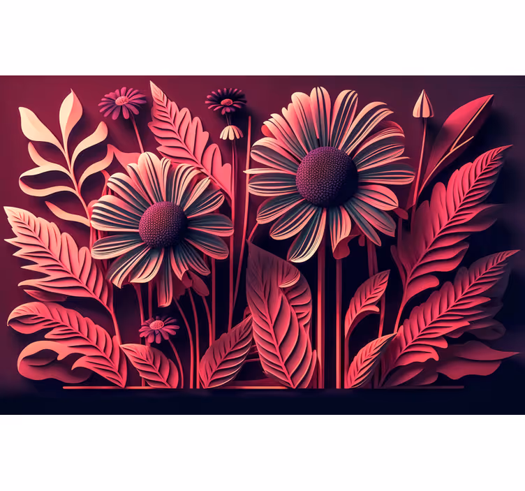 Fototapeta 3D Viva Magenta z kwiatami - TenStickers