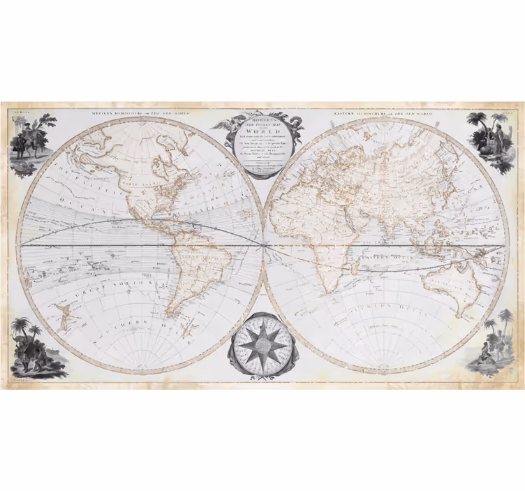 Fototapeta do biura akwarela vintage mapa świata - TenStickers