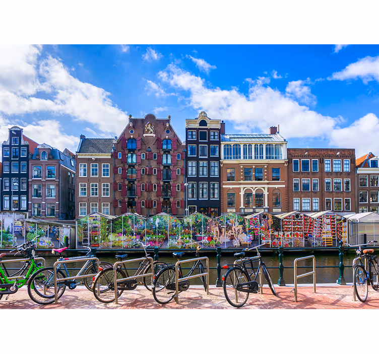 Fototapety Ámsterdam scena nad kanałem w amsterdamie - TenStickers