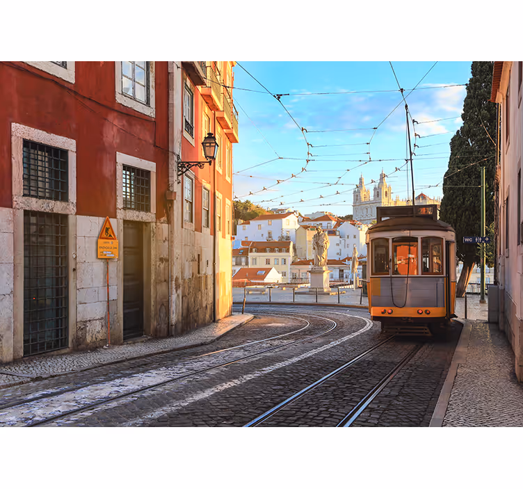 Fototapeta z miastem scena ulicy tramwajowej - TenStickers