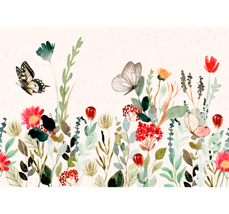 Tapeta do pokoju młodzieżowego duża ilustracja botaniczna - TenStickers