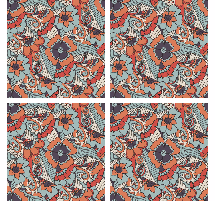 Podkładki pod kubek w kwiatowy wzór paisley - TenStickers