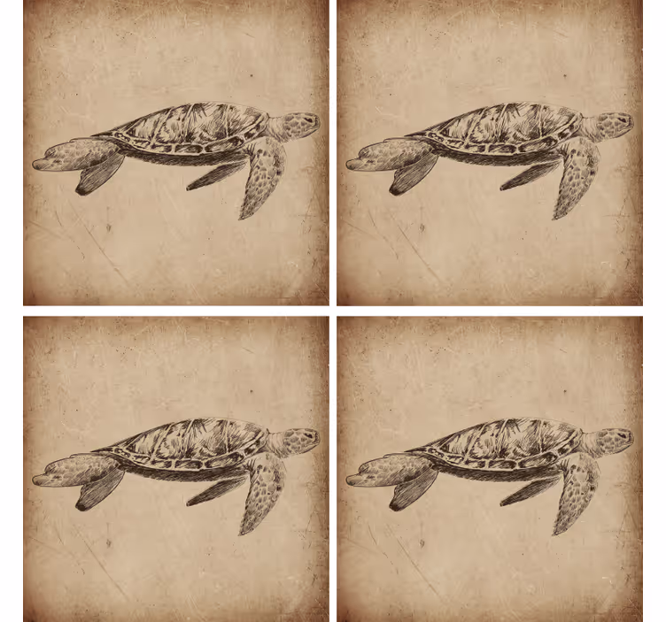 Podkładka pod kubek vintage żółw - TenStickers