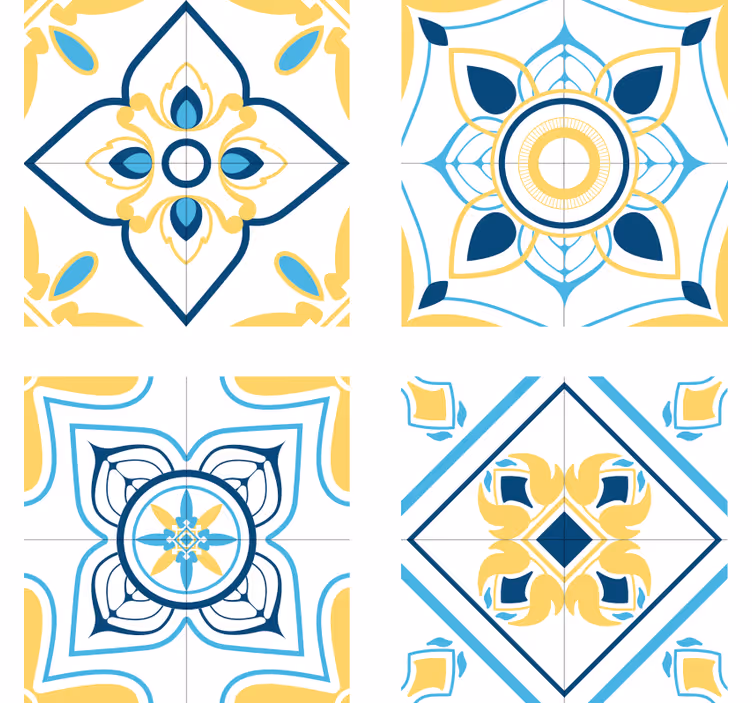Podkładki pod kubek ceramiczne Niebiesko-żółte płytki  - TenStickers