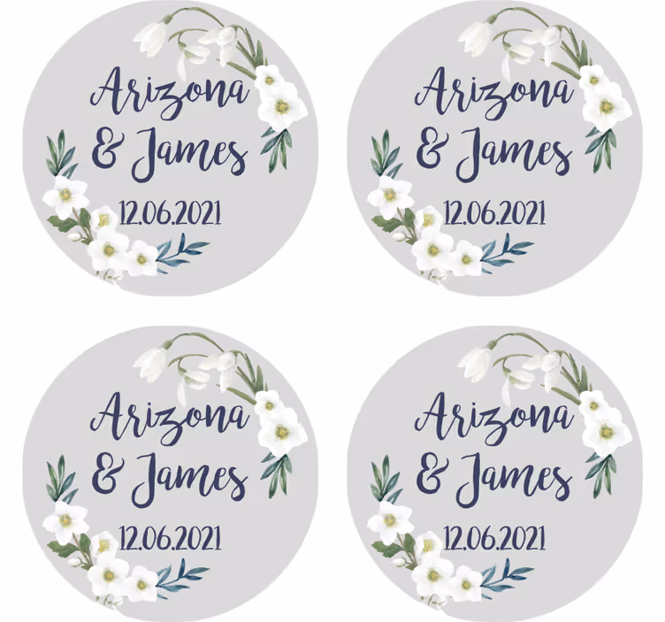 Podkładka pod kubek ślubna personalizowana  - TenStickers