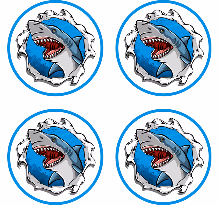 Podstawka pod kubek geek ilustracja z wściekłym rekinem - TenStickers