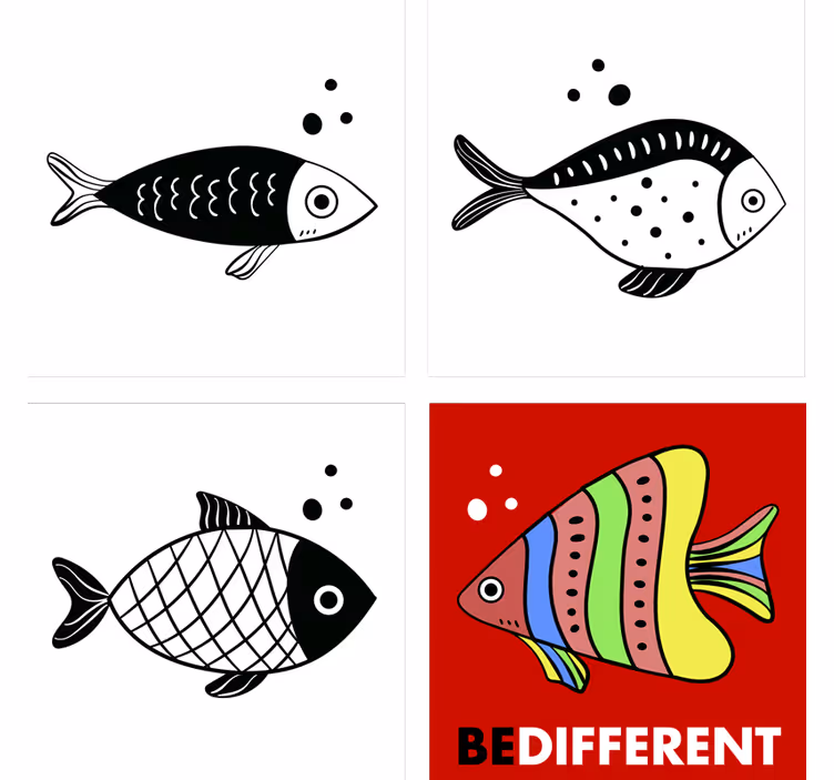 Podkładki pod kubek ryby płynące pod prąd - TenStickers