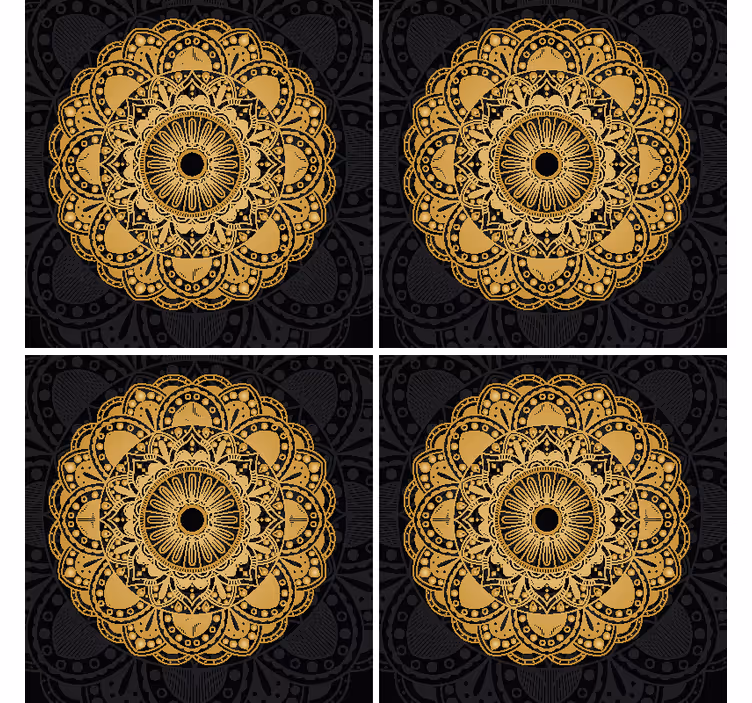 Podstawka pod kubek vintage złota Mandala - TenStickers