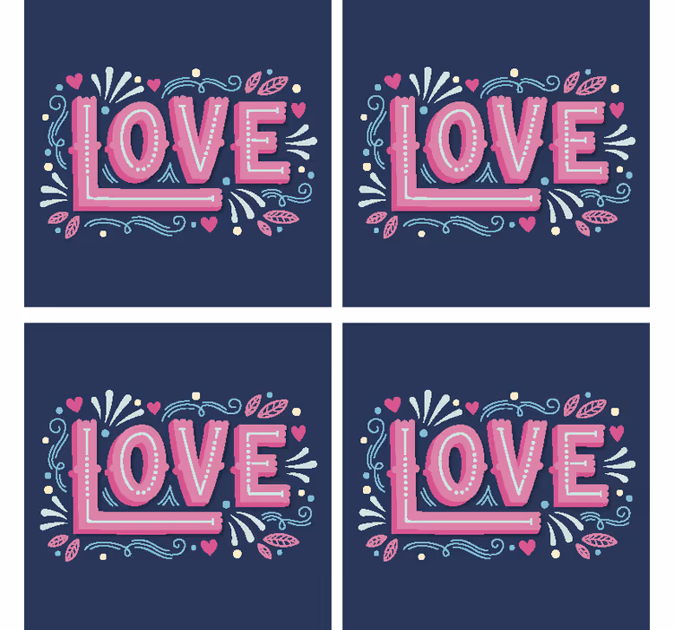 Podkładka pod kubek z tekstem typografia miłości - TenStickers