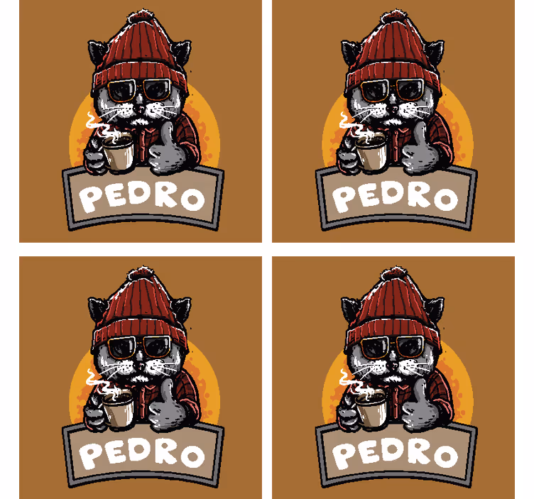 Podstawka pod kubek geek kotek z kawą - TenStickers