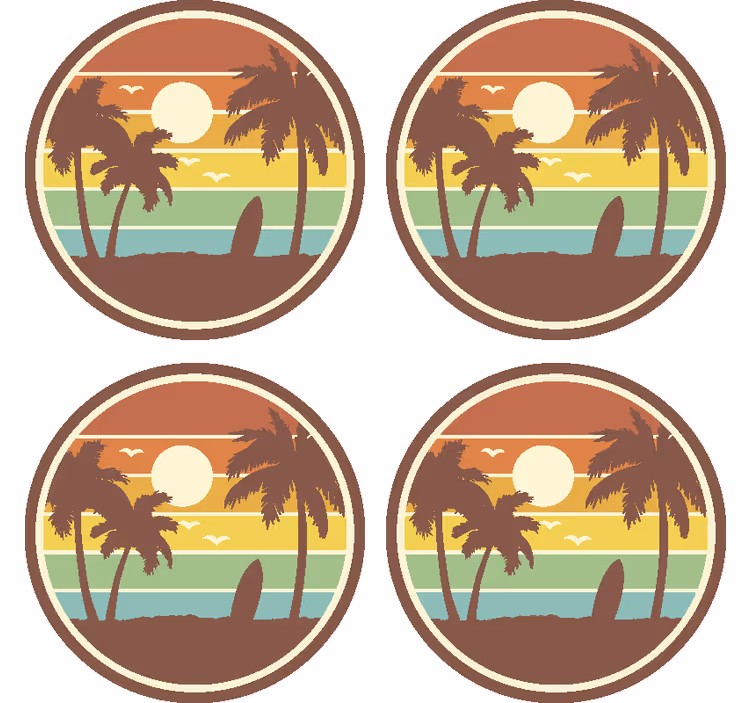 Podkładka pod kubek retro surf palmy - TenStickers
