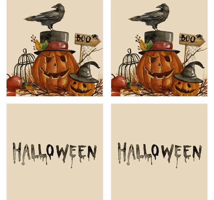 Podkładka pod kubek halloween scena z dynią i wroną - TenStickers