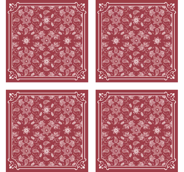 Podkładka pod kubek czerwona paisley - TenStickers