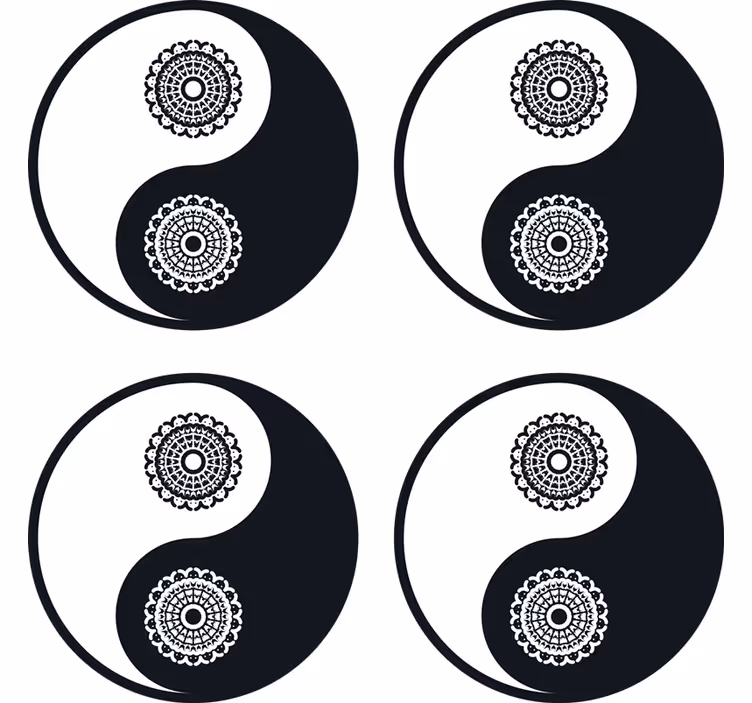 Podstawka pod kubek geek wzory mandali yin yang - TenStickers