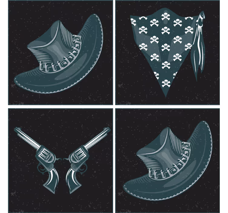 Podstawka pod kubek geek przechylone rewolwery i bandana - TenStickers