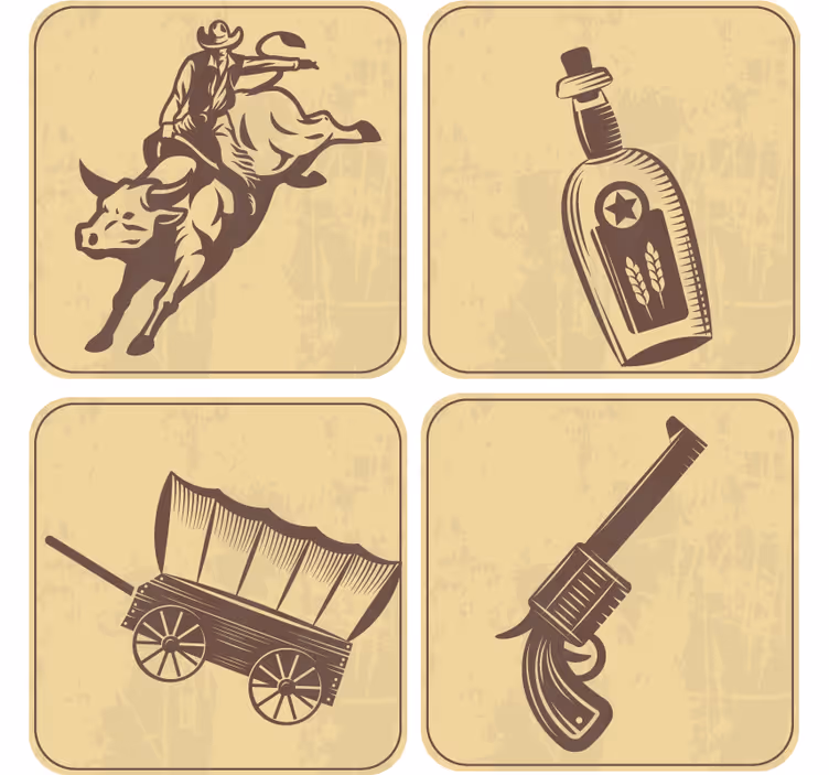 Vintage podstawka pod kubek rodeo kowboja - TenStickers