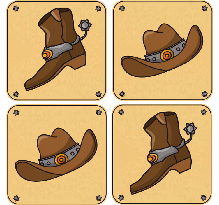 Podstawka pod kubek geek kapelusz i but cowboya - TenStickers